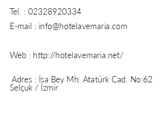 Hotel Ave Maria iletiim bilgileri